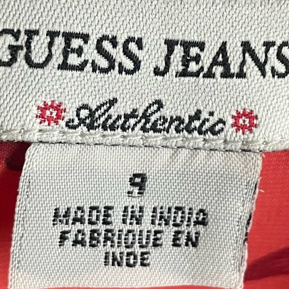 GUESS Dress Vintage Y2K 90’s Vibes Floral Orange Gold size 9 Junior Summer Party - Picture 4 of 5